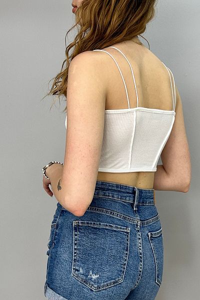 Tam Moda Γυναικεία μπλούζα με διπλό σχοινί με λουράκι