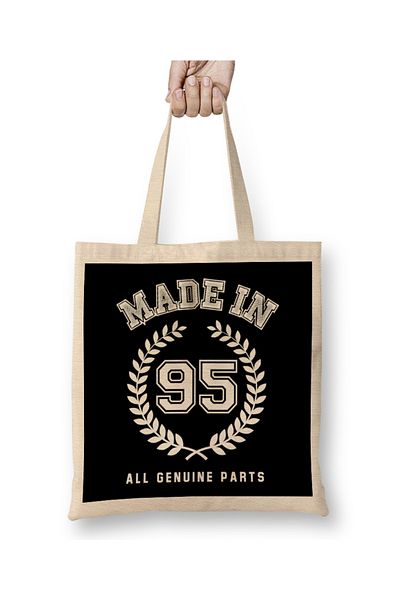 Baskı Dükkanı 1995 Made In 95 Όλα τα γνήσια ανταλλακτικά υφασμάτινη τσάντα με μακριά λαβή