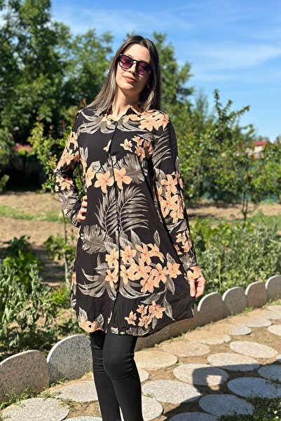 Dinçerler tekstil KADIN YARIM BOY ÖNDEN GİZLİ DÜĞMELİ KOLLARI MANŞETLİ UZUN G...