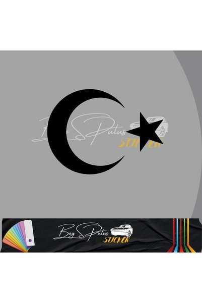 Generic Brand 30 cm Crescent Star Sticker Turkish Flag Sticker