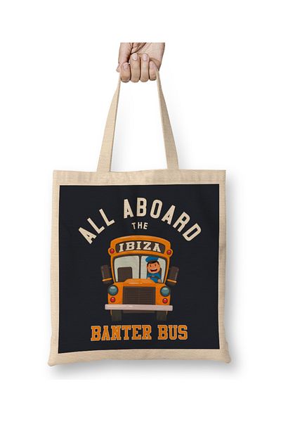 Baskı Dükkanı Όλα στο The Ibiza Banter Bus υφασμάτινη τσάντα με μακριά λαβή