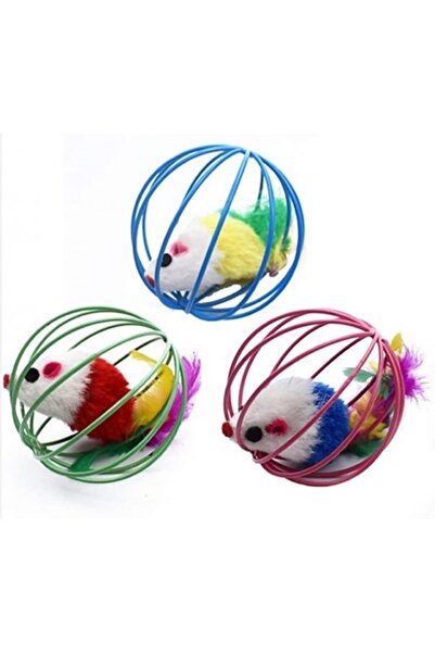 Ecoform Cat and Dog Play Ball with Colorful Cage and Mouse 6 cm
