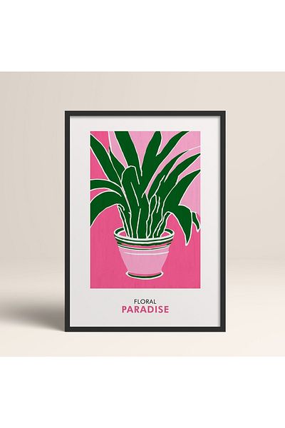 HOMEPACK Tablou cu rame din lemn negru Poster cu rame Decor artistic modern de perete (FLOWER257-BLACK-30X40)