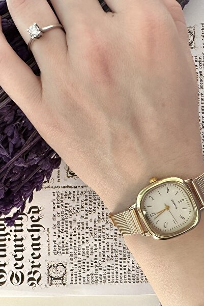 LA BOSS Hasır Kordonlu Gold Retro Kadın Kol Saati