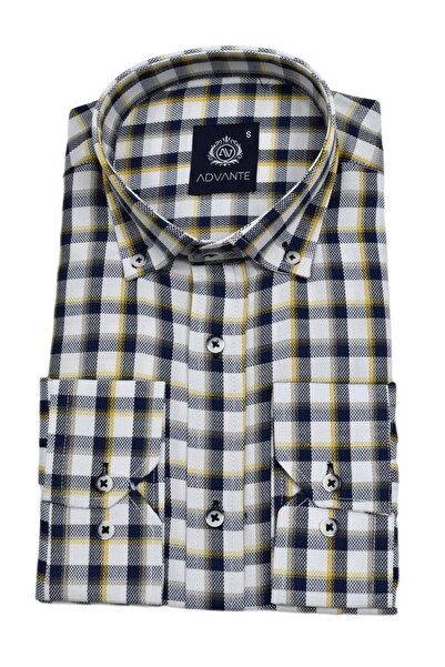 ADVANTE Чоловіча картата класична сорочка з довгими рукавами Oxford Bgl-st02988