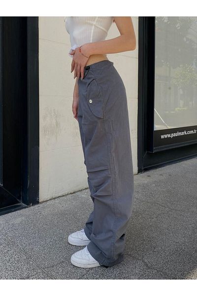 Gofeel Smoke Color Tactical Elastic Baggy Loose Fit Oversize Trousers