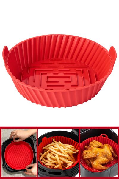 Silicolife Onikiden Yanmaz Yapışmaz Airfryer Silikon Pişirme Kabı SL099 - Tüm...