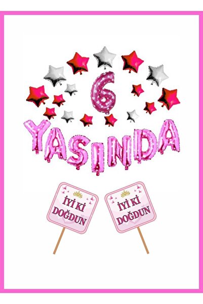 Doğumgünü Marketim Σετ γιορτής γενεθλίων σε ροζ αποχρώσεις για την ετήσια γιο...