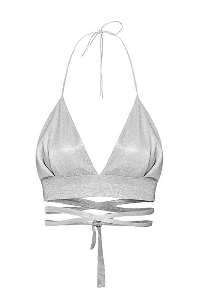 Gülşah Evecen Laura Glittered White Special Design Bralette