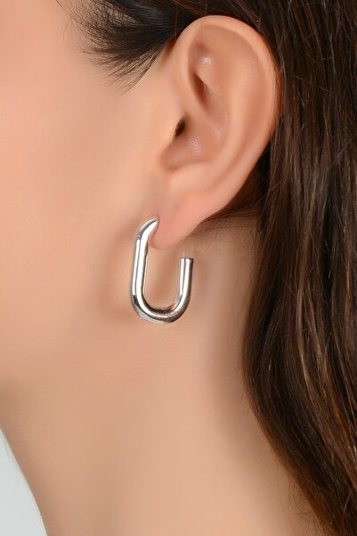 C&E Design Kadın Gold Oval Boru Küpe