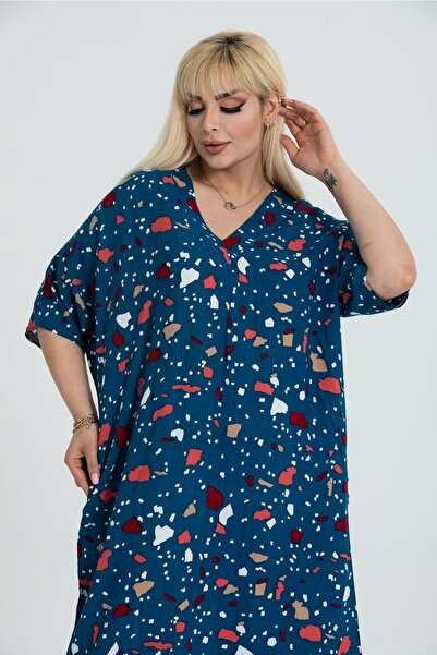 mezura tekstil ROCHIE DE MĂRI PLUS DE MĂRI PLUS DE MĂRI CONFORTAT, țesut din viscoză, buzunare duble, cu decolteu în V