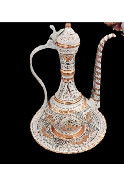 Bakır Center Bakır El Işlemeli Renkli Büyük Leğenli Tabaklı Osmanlı Lüx Ibrik