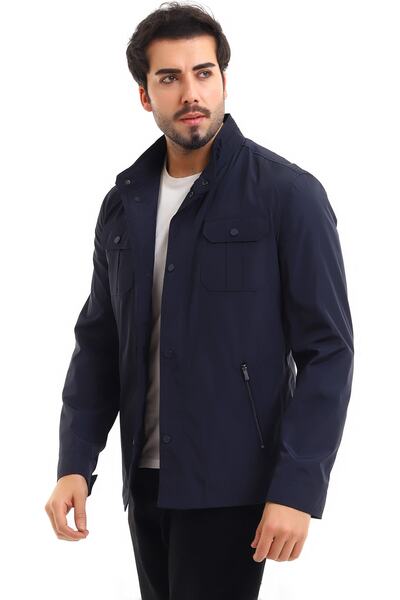 By Karaaslan Erkek Lacivert Ince Yazlık Mont Ceket Safari Model Bahar Mont Coat Vitrovka Jacket