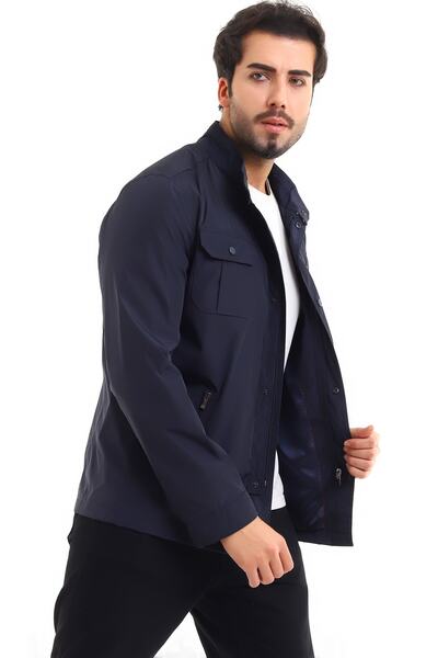 By Karaaslan Erkek Lacivert Ince Yazlık Mont Ceket Safari Model Bahar Mont Coat Vitrovka Jacket