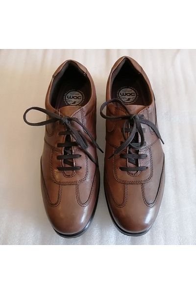 Freemood Genuine Leather Brown Antique Soft Lace-Up Serrated Non-Slip Lightweight Eva Sole Shoes