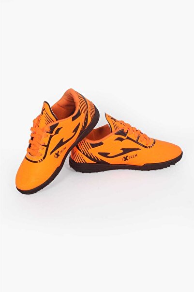 DÜNYA MAĞAZA Young Boys' New Season Orange Black Color Lace-Up Astroturf Football Shoes