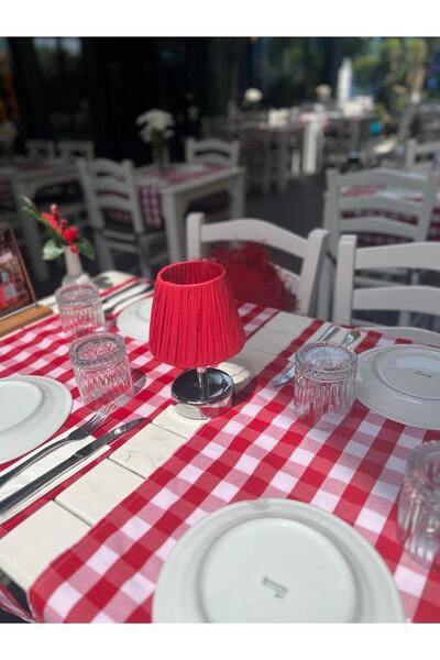 Maison Avf Rafya & Hasır Masa Üstü Led Kablosuz Pilli Abajur Alt-gümüş Kırmız...