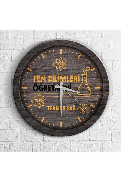 Bk Gift Kişiye Özel Mesleki Fen Bilimleri Öğretmeni Ahşap Duvar Saati - 2
