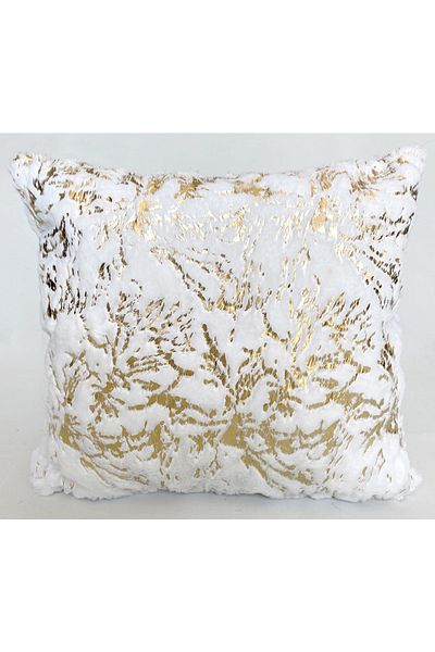 Dericibey White Gold Printed Plush Cushion