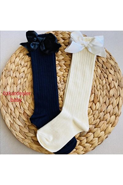 ÖZKARDEŞLER BABY Baby knee-high socks with bow, 2-pack
