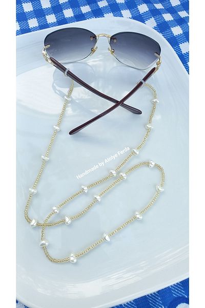 Atolye Ferda Glasses Strap with Pearl Detail Glasses Strap