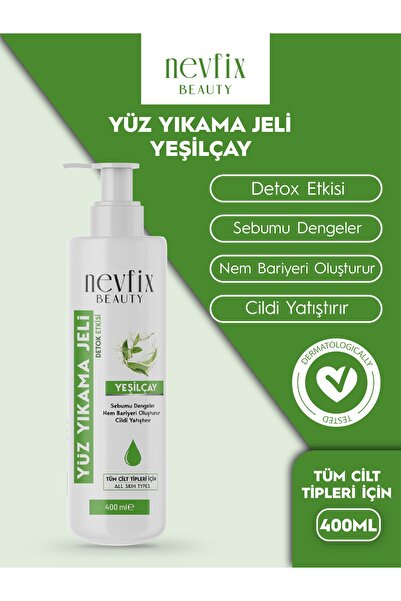 Nevfix Beauty Yeşil çay özlü detoks etkili Yüz Yıkama Jeli 400 ML