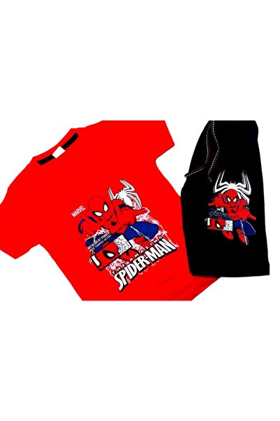 LUCYK&KİDS Erkek Çocuk Spider Man/ Örümcek Adam Baskılı Tshirt- Şort Takım