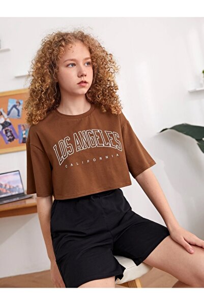 Machetta Girl's California Printed Crop Shorts Top and Bottom Children's Set