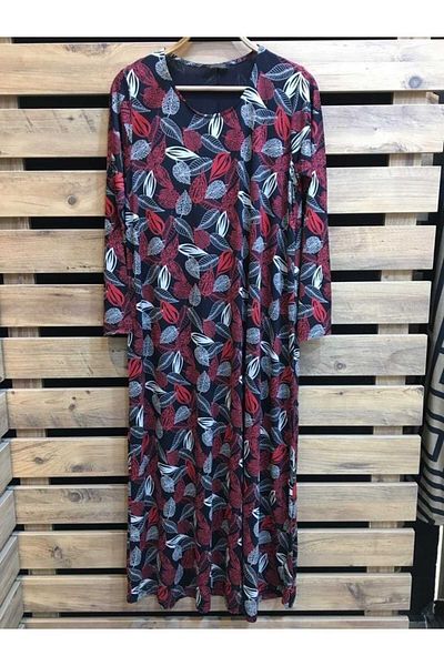 anne moda ankara rochie de vara cu mânecă lungă cu imprimeu frunze marime mare