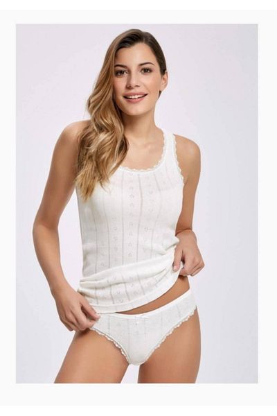 Tutku Ζακάρ Χοντρό λουράκι εκρού κάτω επάνω σετ Dng Textile New Season (1 Τεμάχιο Οικονομικό)