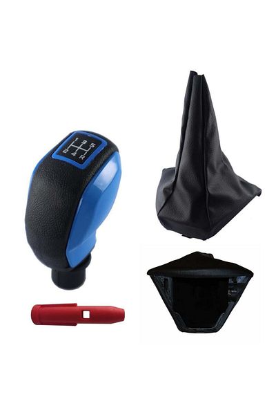 ZETOTO - Fiat Doblo 1-2 Case Sports Gear Shift Knob Blue Detailed and Gaiter Set 2001-2009