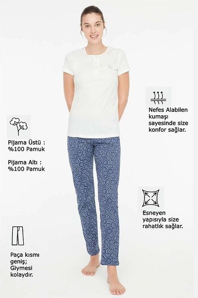 Mod Collection - طقم بيجامة نسائي بفتحة بودرة 3882