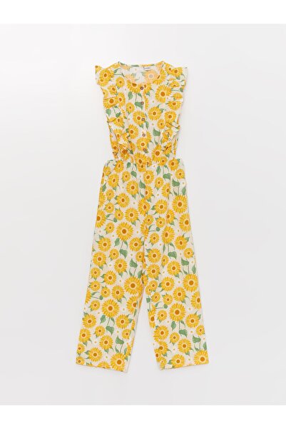 LC Waikiki Crew Neck Patterned Girl's Jumpsuit