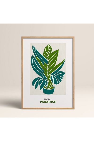 HOMEPACK Рамкирана картина от естествено дърво, рамкиран плакат, артистична модерна декорация за стена (FLOWER244-WOOD-50X70)