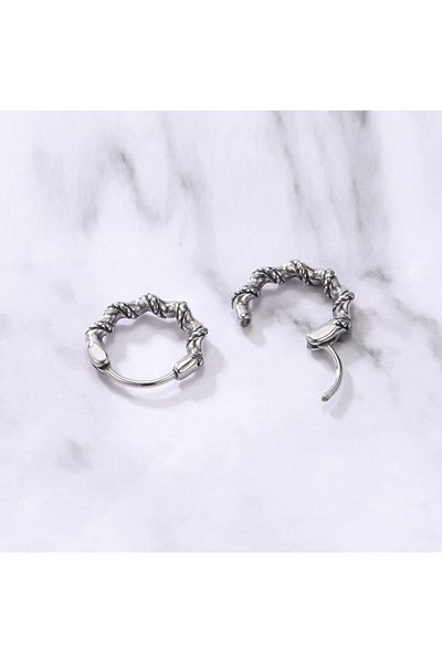 Viking Sailor Rope Auger Design Ring Model Snap-On 316L Steel Men's Earrings