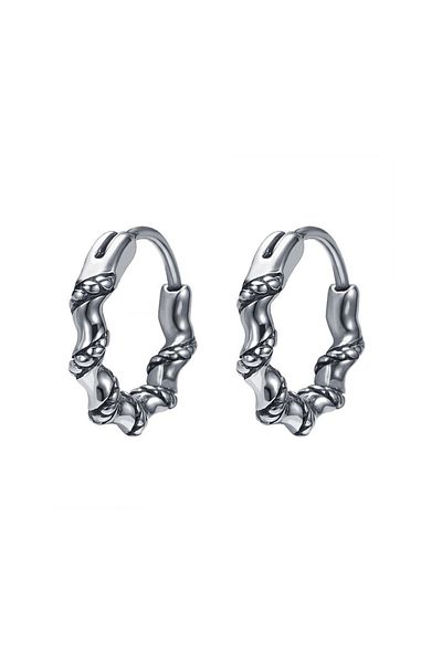 Viking Sailor Rope Auger Design Ring Model Snap-On 316L Steel Men's Earrings