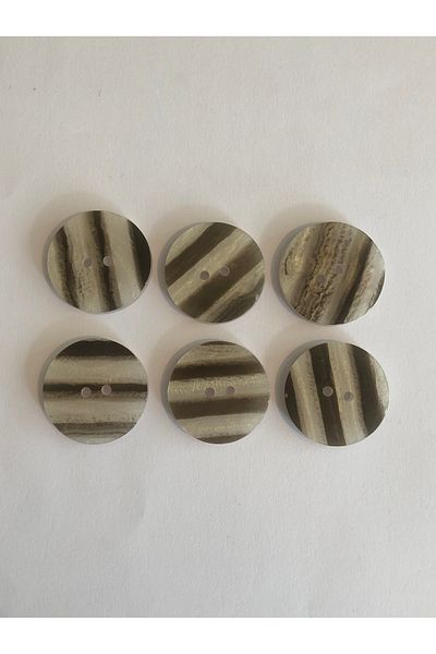 aensia Large Striped Pearl Thick Button 40 Size Flat Button Pearl Look Polyester Button - Pack of 6 Buttons