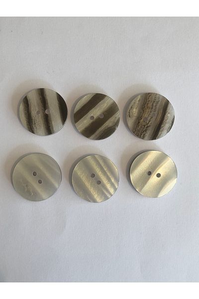 aensia Large Striped Pearl Thick Button 40 Size Flat Button Pearl Look Polyester Button - Pack of 6 Buttons