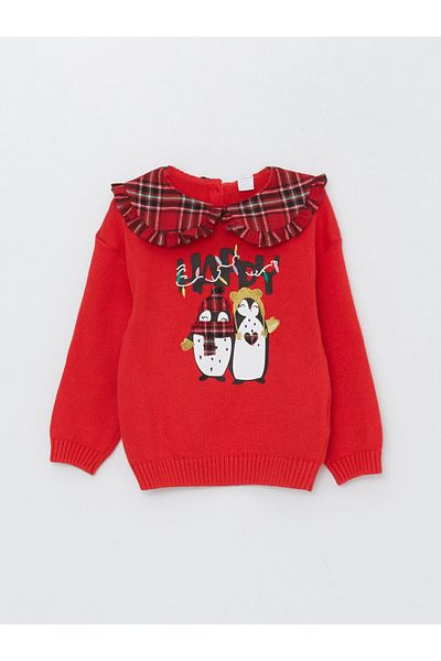 LC Waikiki Bebe Collar Long Sleeve Baby Girl Knitwear Sweater