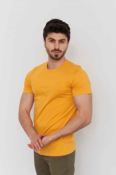 Cazador تي شيرت رجالي 100% قطن برقبة دائرية وأكمام قصيرة سادة 4602 Hunter