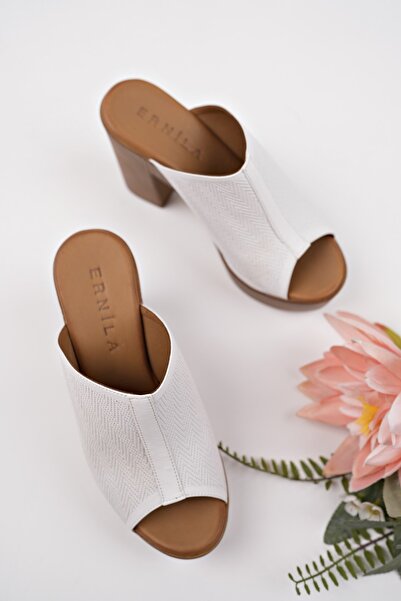 ERNİLA Genuine Leather Platform Heel Women's Slippers