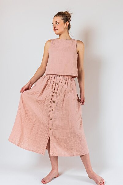 Muslin Women's Banquet Dress Skirt Set Pink