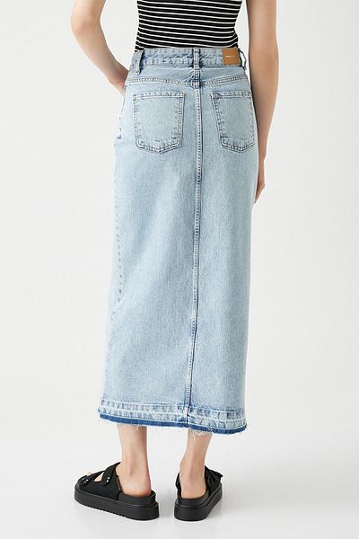 Koton Fusta midi din denim cu buzunar detaliat cu fantă în față pentru femei 3SAL70013MD