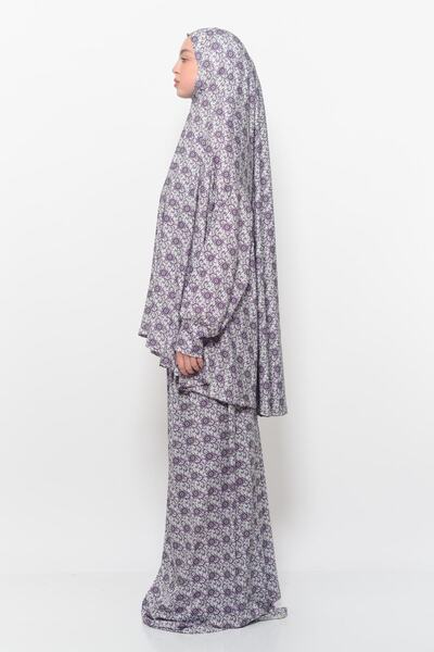 Altobeh Практична двокомпонентна сукня для молитви з сонячним візерунком, з рукавами-крилами та капюшоном, з еластичною тканиною 992-0326