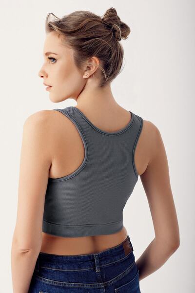 Artış Maternity Thick Strap Crop Top Ribbed Breastfeeding Detailed Sports Bustier