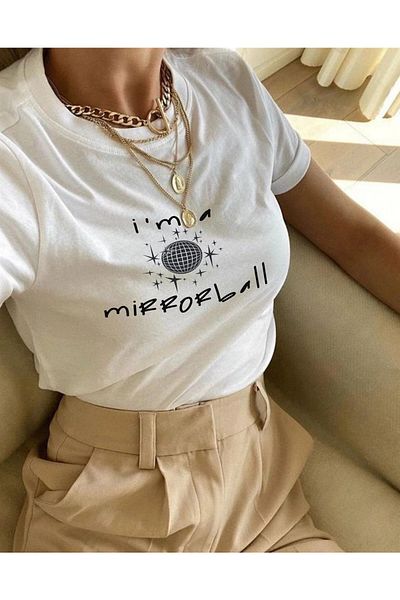 Gofeel I'm A Mirrorball White Crop