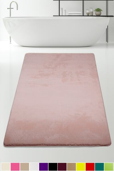Teksev Elite Pudra 60x100 Cm Tek Parça Peluş Banyo Paspası Kaymaz Tabanlı Puf...