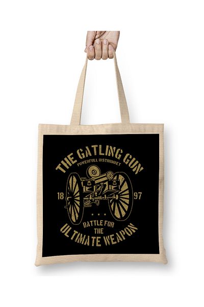 Baskı Dükkanı 5922463 _0The Gatling Gun υφασμάτινη τσάντα με μακριά λαβή