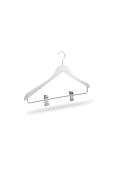 NYN Wooden Hanger Stylish Pegged Shirt Skirt Hanger White Color 100 Pieces