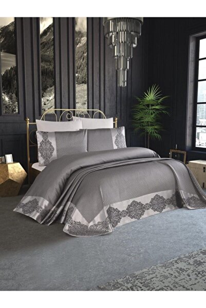 Homeart Sultana Gri Şık Çift Kişilik Yatak Örtüsü